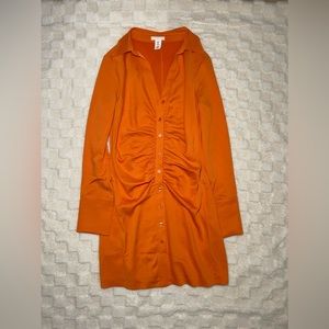 Bright orange button down dress